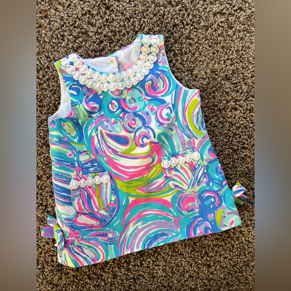 Lilly Pulitzer Girls Shift Dress Wrap Lace Trimmed 3-6 Months